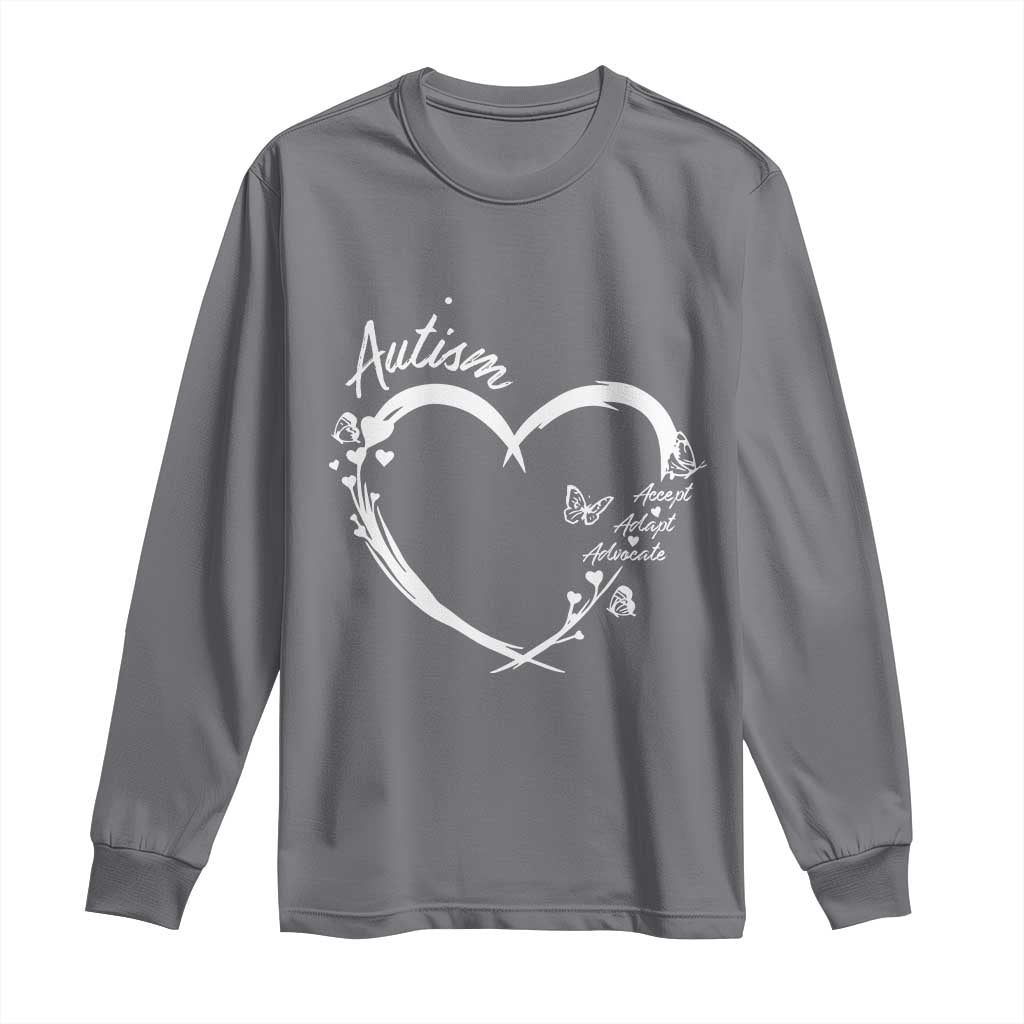 Autism Support Adaptation Long Sleeve Shirt Accept Adapt Advocate Love Heart