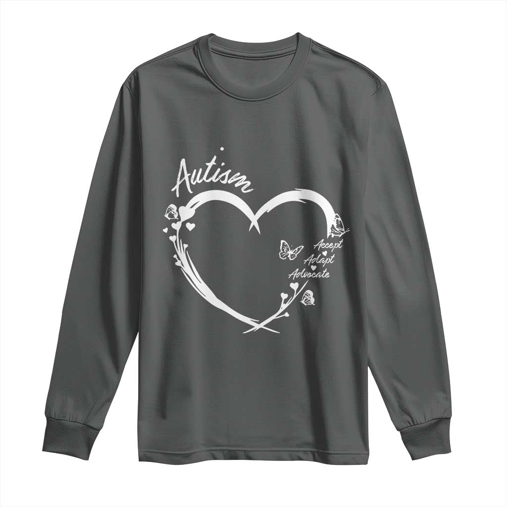 Autism Support Adaptation Long Sleeve Shirt Accept Adapt Advocate Love Heart
