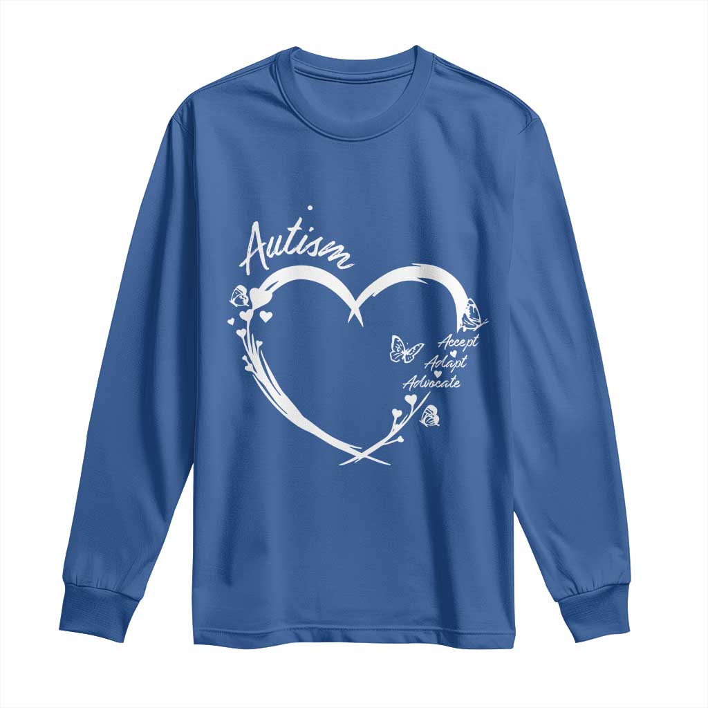Autism Support Adaptation Long Sleeve Shirt Accept Adapt Advocate Love Heart