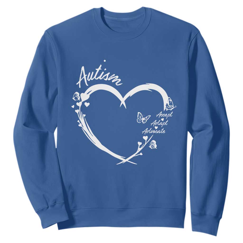 Autism Support Adaptation Sweatshirt Accept Adapt Advocate Love Heart