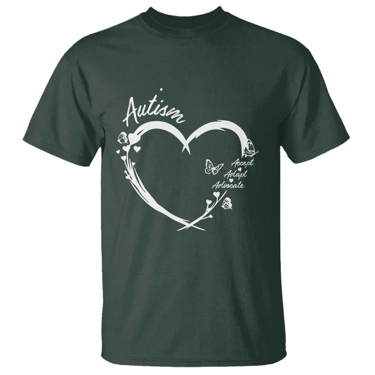 Autism Support Adaptation T Shirt Accept Adapt Advocate Love Heart