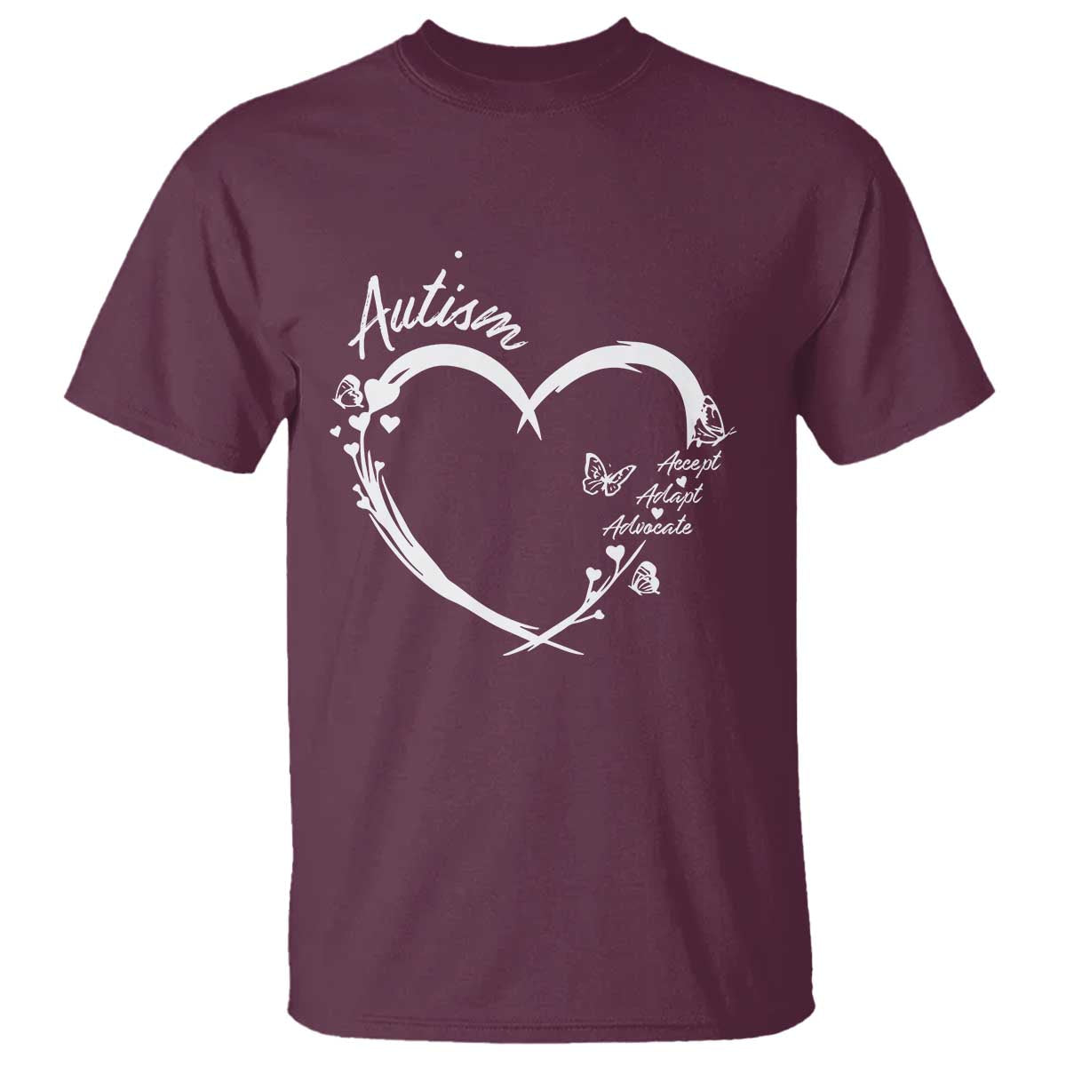 Autism Support Adaptation T Shirt Accept Adapt Advocate Love Heart