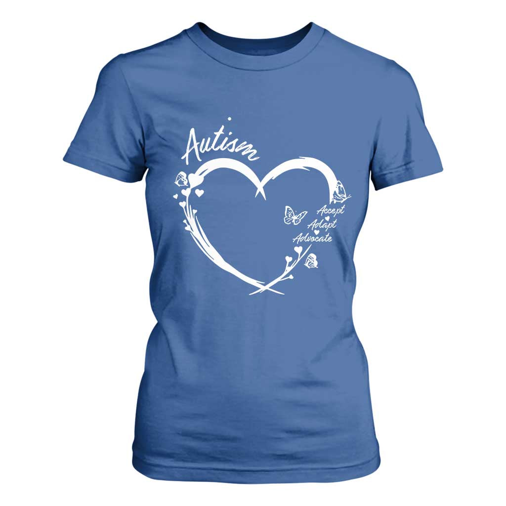 Autism Support Adaptation T Shirt For Women Accept Adapt Advocate Love Heart
