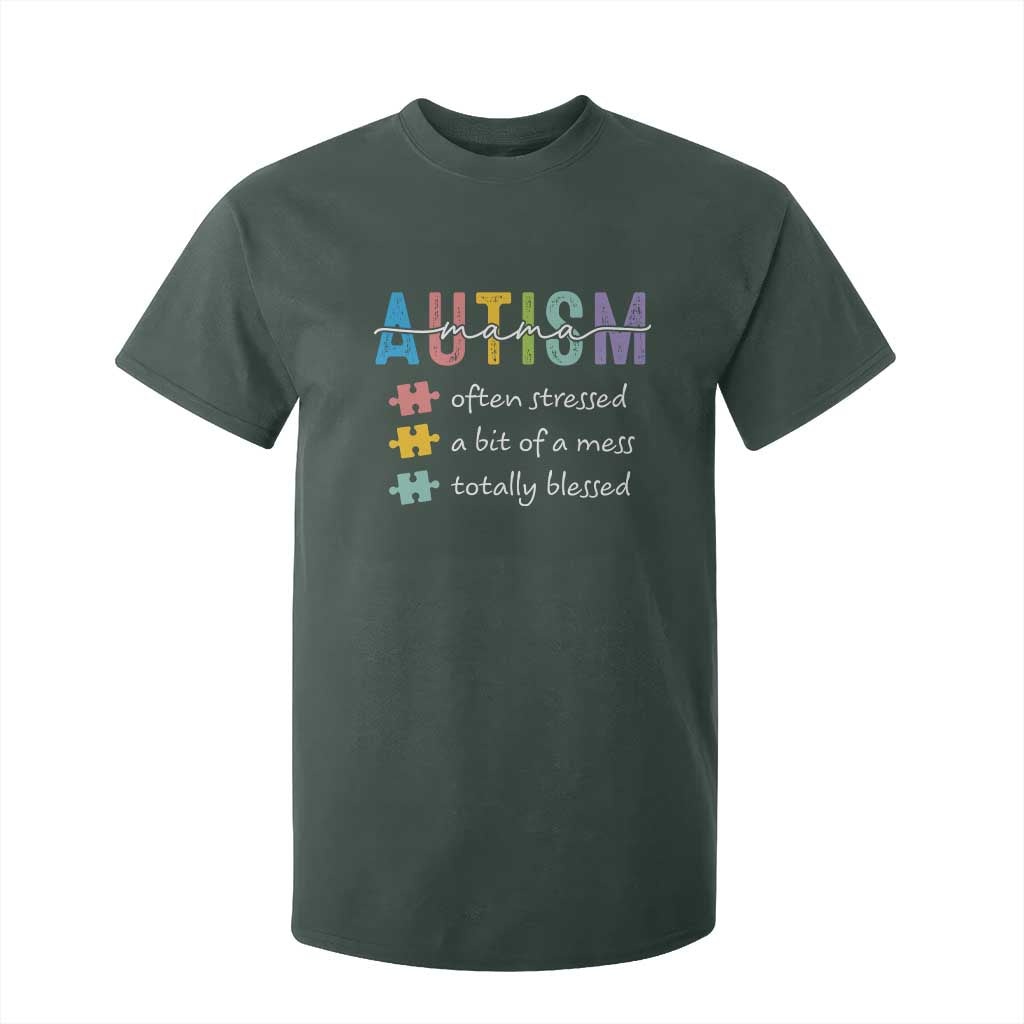Blessed Autism Mama T Shirt For Kid Often Stressed A Bit of A Mess Totally Blessed