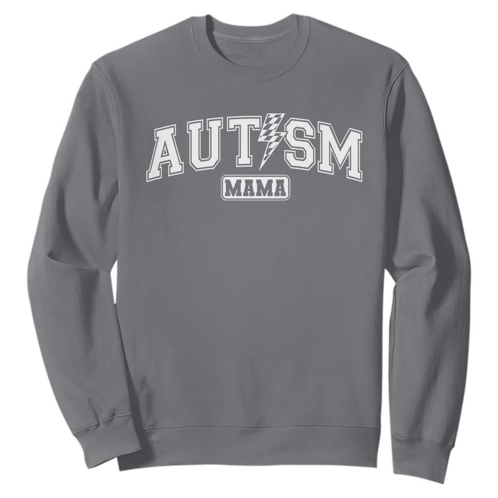 Autism Mama Lightning Bolt Checkered Sweatshirt Autistic Mom Blessed