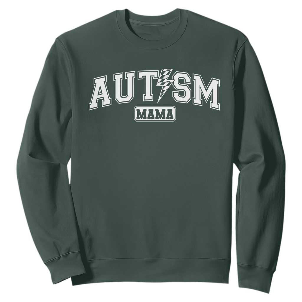 Autism Mama Lightning Bolt Checkered Sweatshirt Autistic Mom Blessed