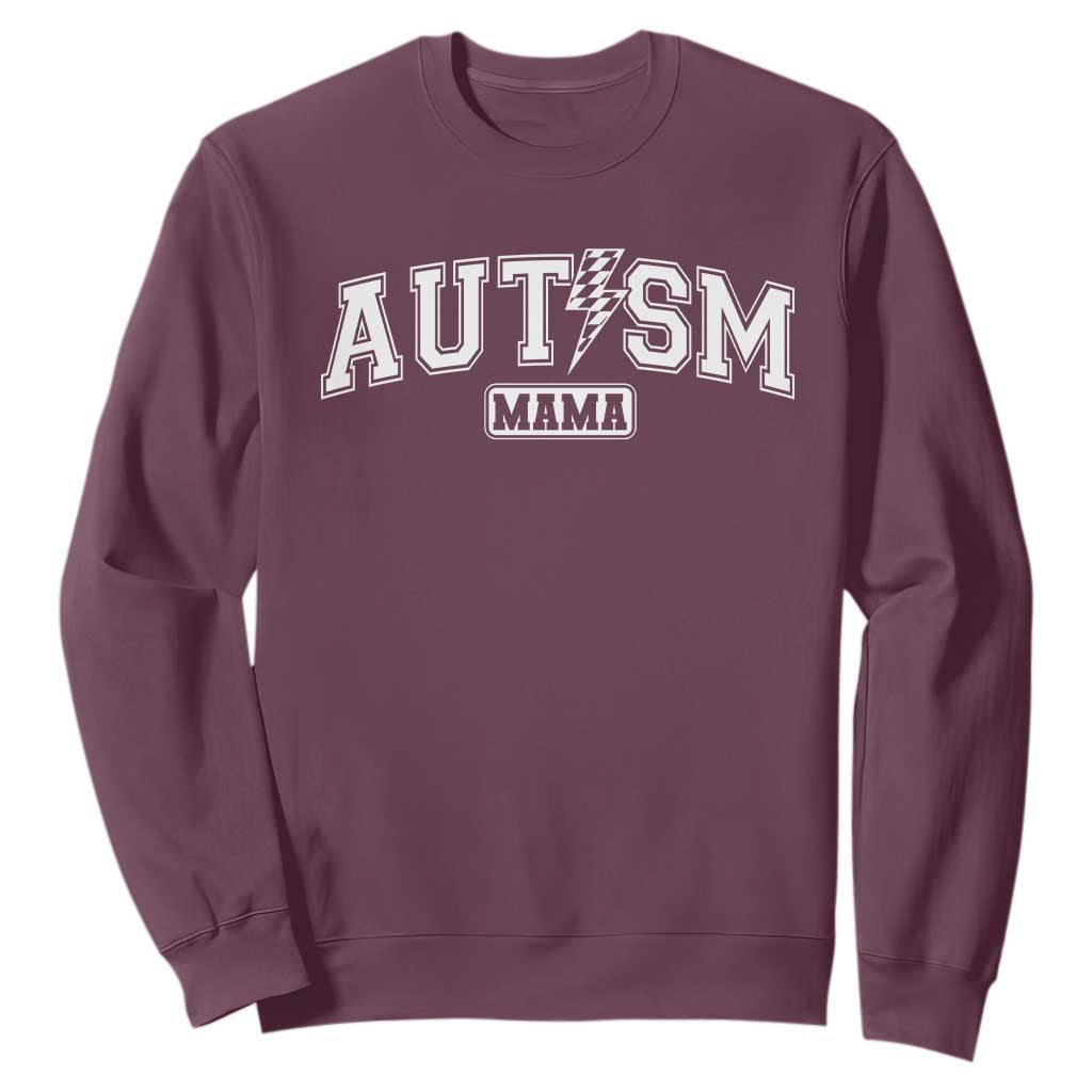 Autism Mama Lightning Bolt Checkered Sweatshirt Autistic Mom Blessed