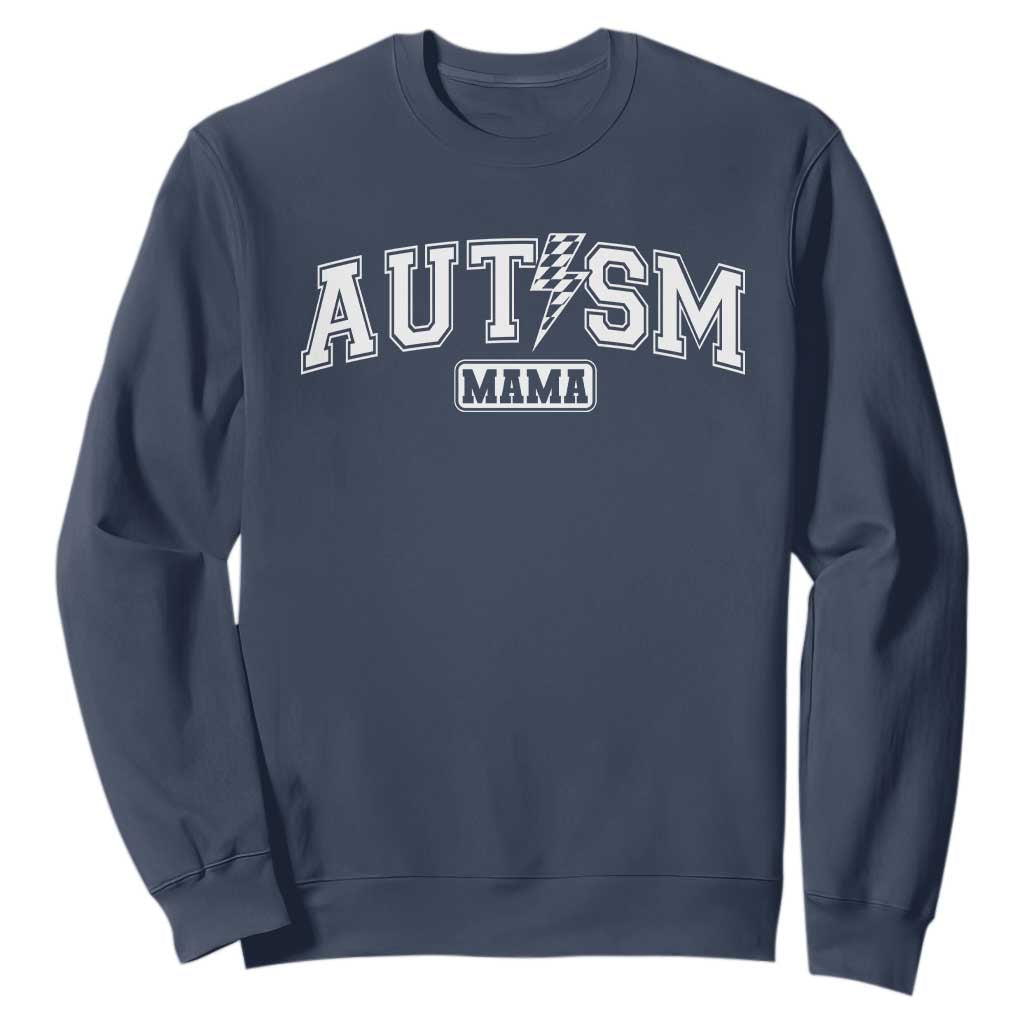 Autism Mama Lightning Bolt Checkered Sweatshirt Autistic Mom Blessed