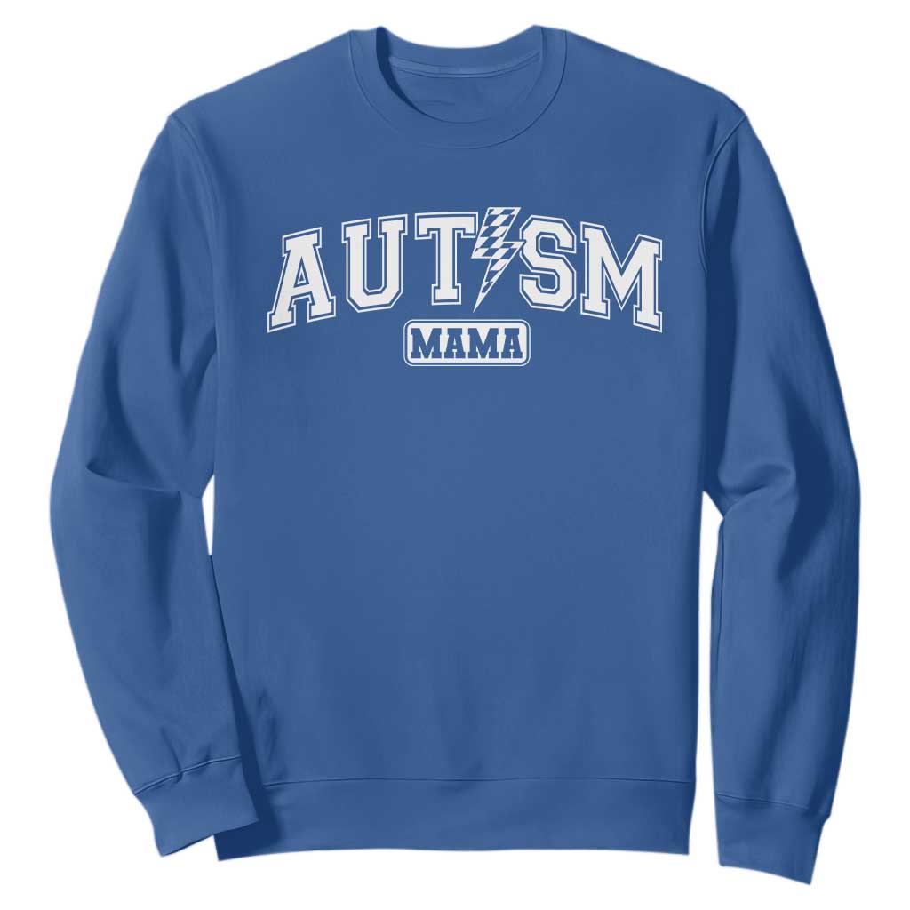 Autism Mama Lightning Bolt Checkered Sweatshirt Autistic Mom Blessed