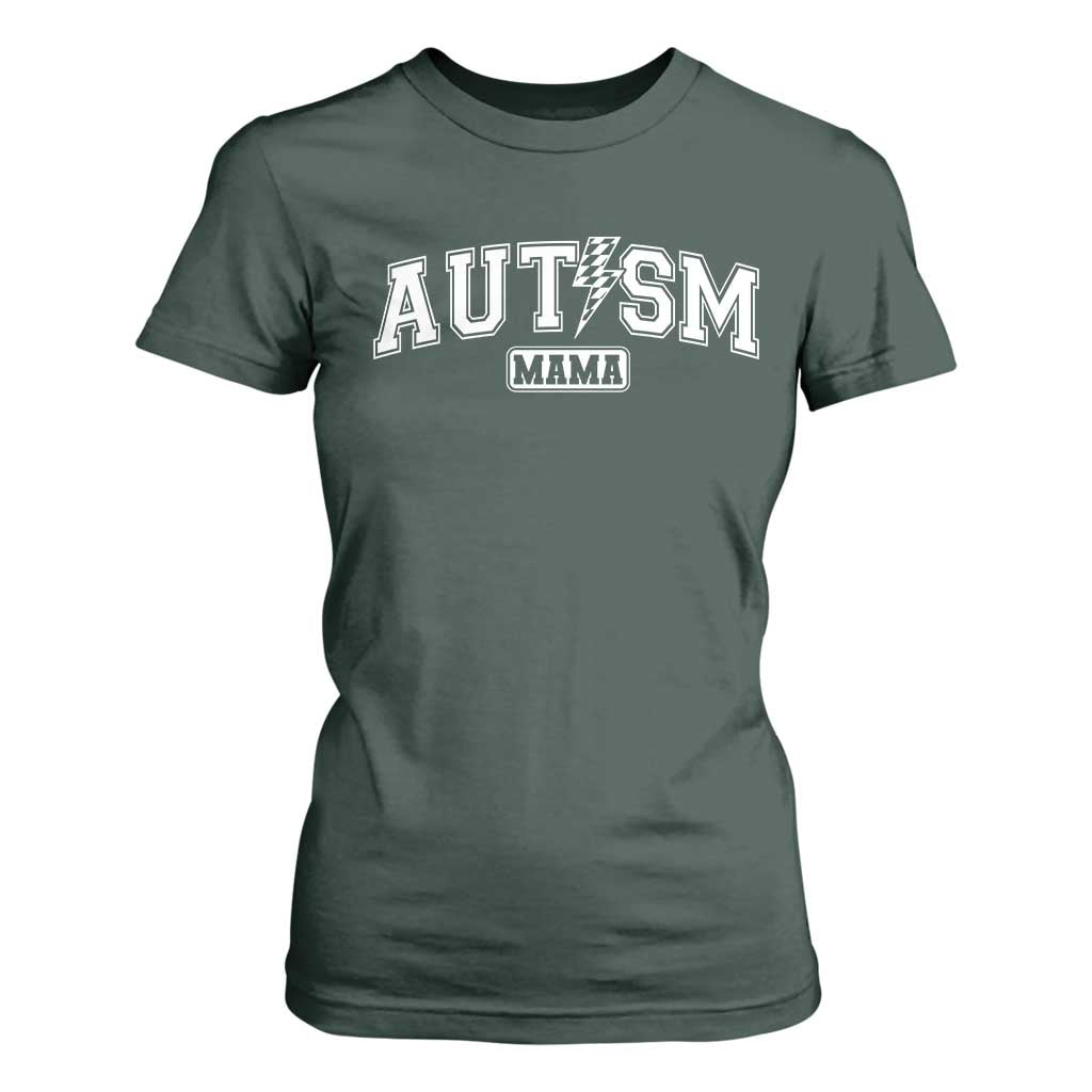 Autism Mama Lightning Bolt Checkered T Shirt For Women Autistic Mom Blessed