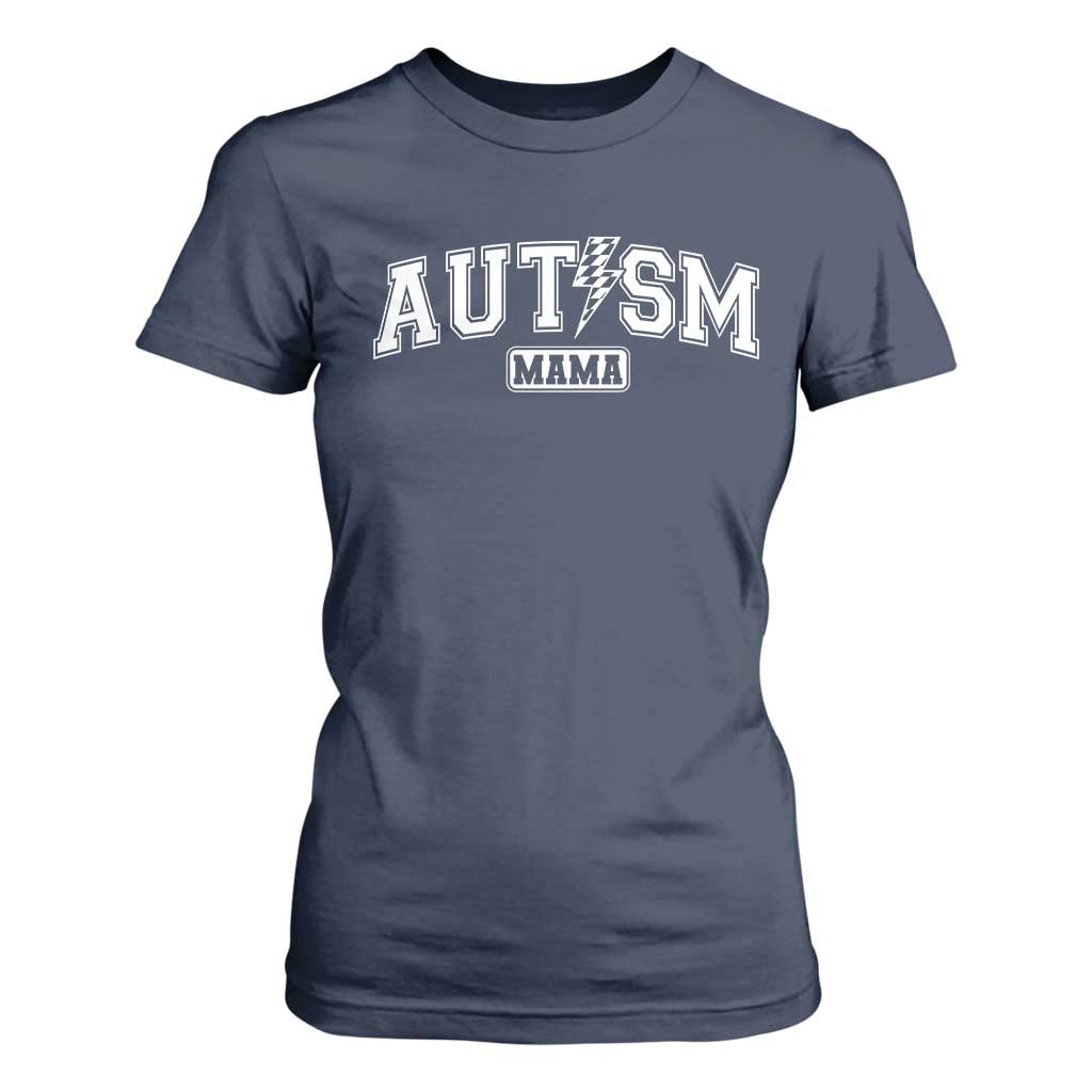 Autism Mama Lightning Bolt Checkered T Shirt For Women Autistic Mom Blessed