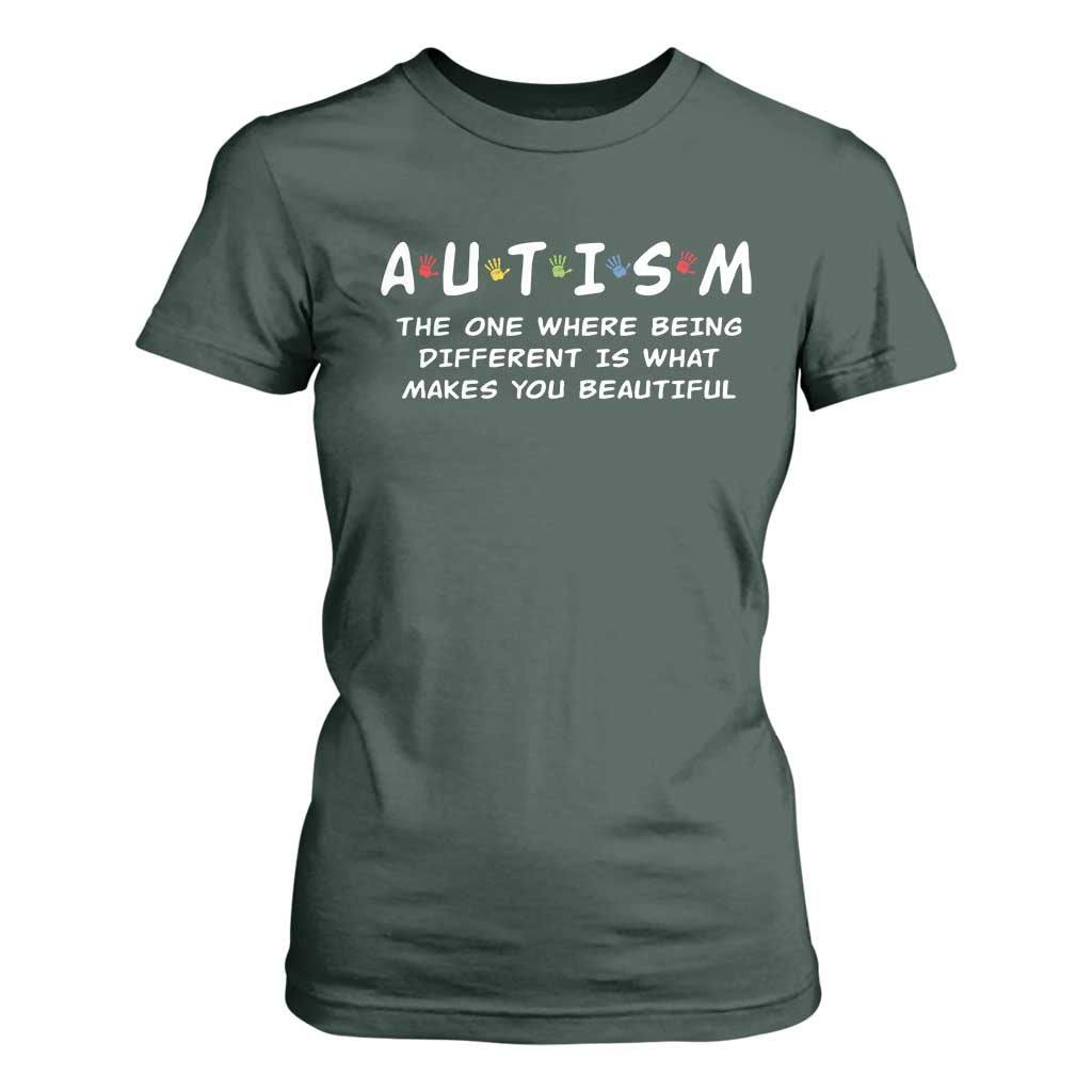 Friends Autism T Shirt For Women The One Where Being Different is What Makes You Beautiful