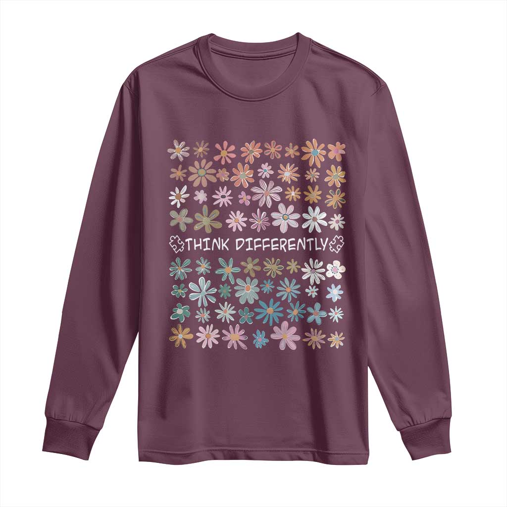 Autism Support Long Sleeve Shirt Think Differently Neurodiversity Sped Teacher