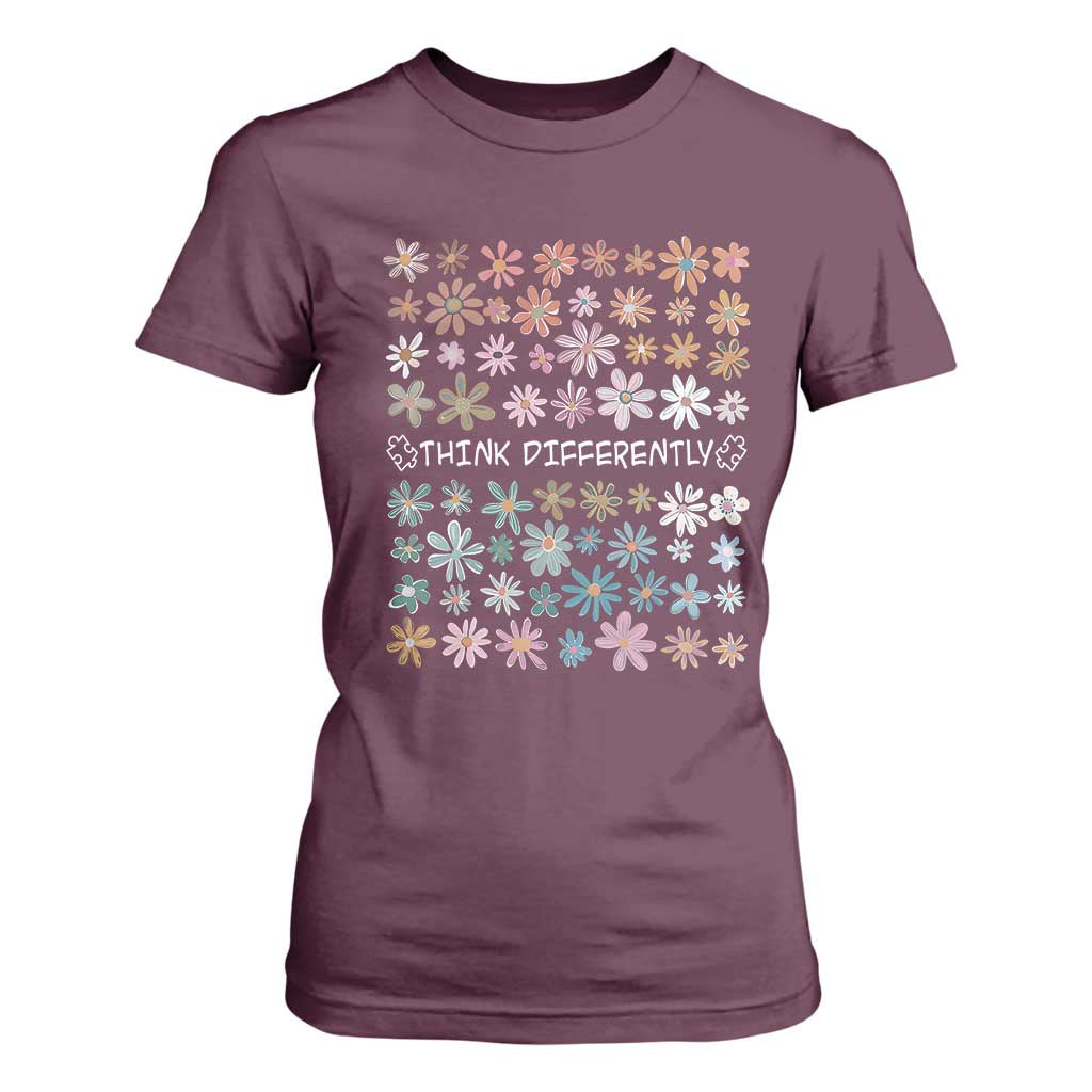 Autism Support T Shirt For Women Think Differently Neurodiversity Sped Teacher