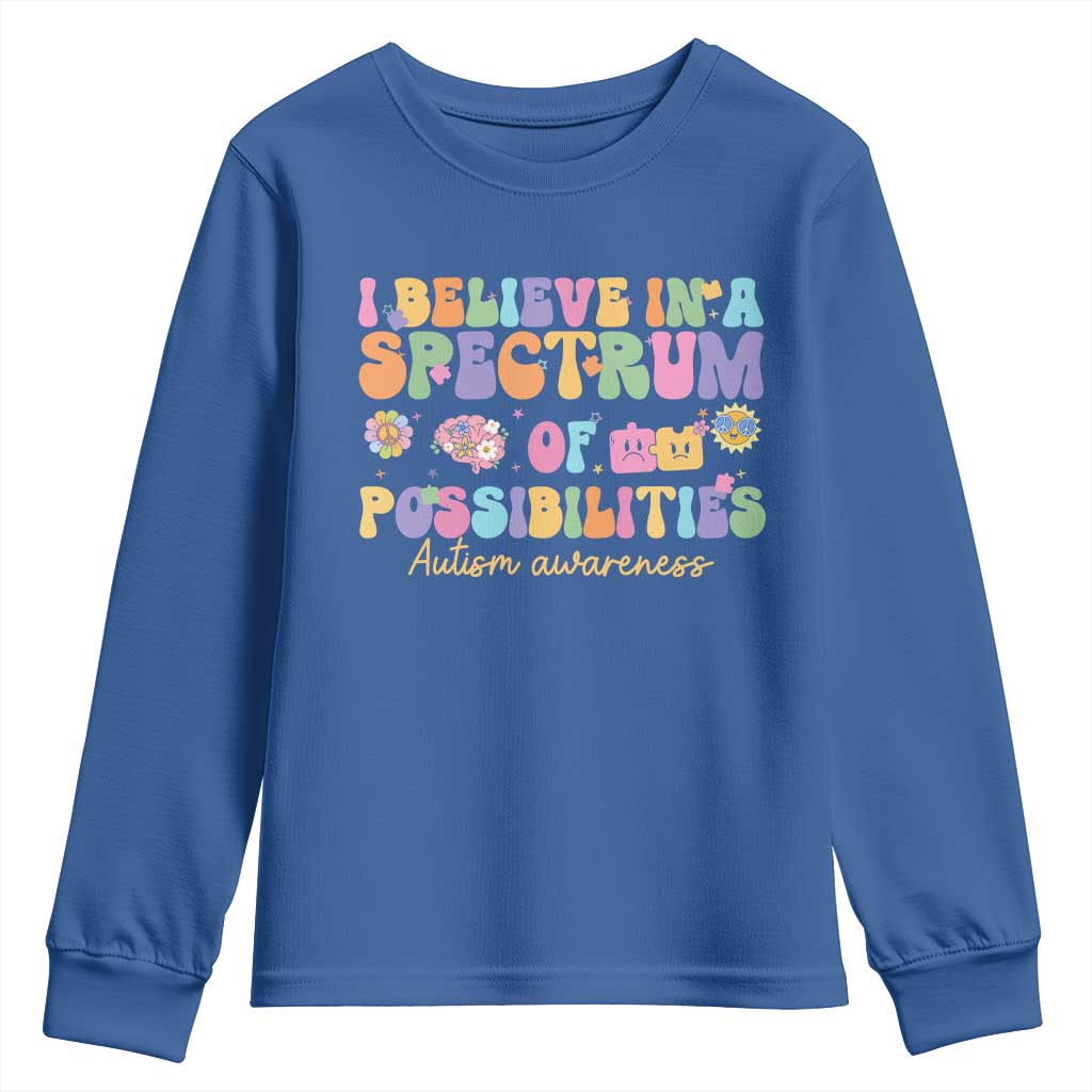 I Believe In A Spectrum Of Possibilities Autism Support Youth Sweatshirt Neurodiversity SPED Teacher Gift