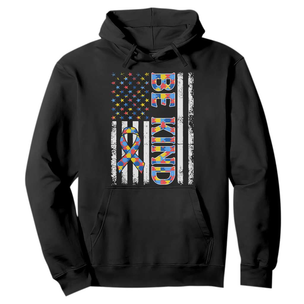 Be Kind Autism Hoodie USA flag Autistic Support
