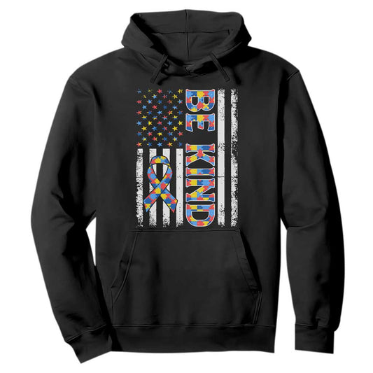 Be Kind Autism Hoodie USA flag Autistic Support