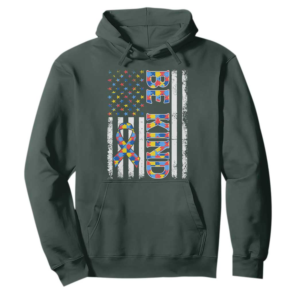 Be Kind Autism Hoodie USA flag Autistic Support