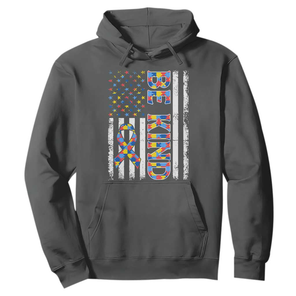 Be Kind Autism Hoodie USA flag Autistic Support
