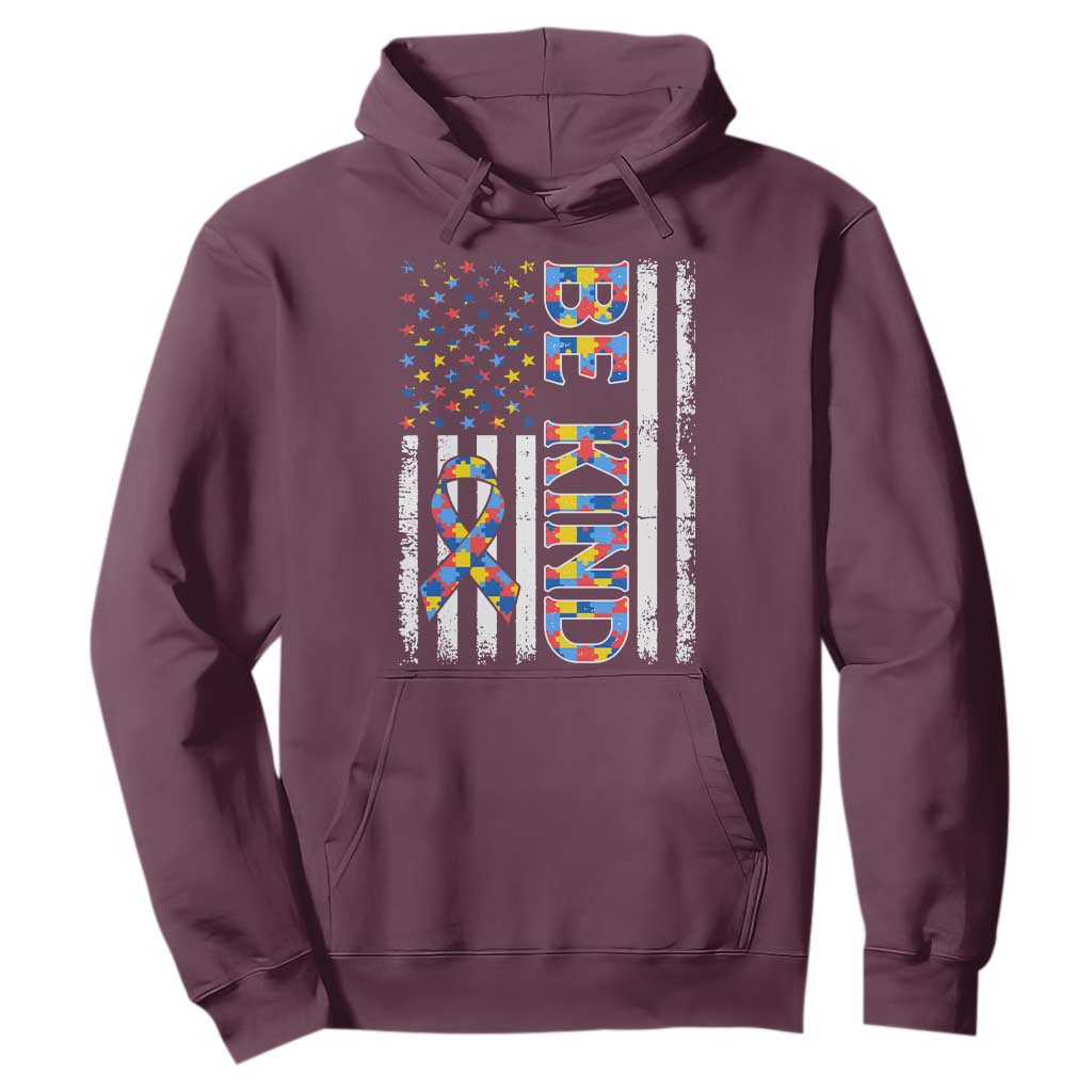 Be Kind Autism Hoodie USA flag Autistic Support