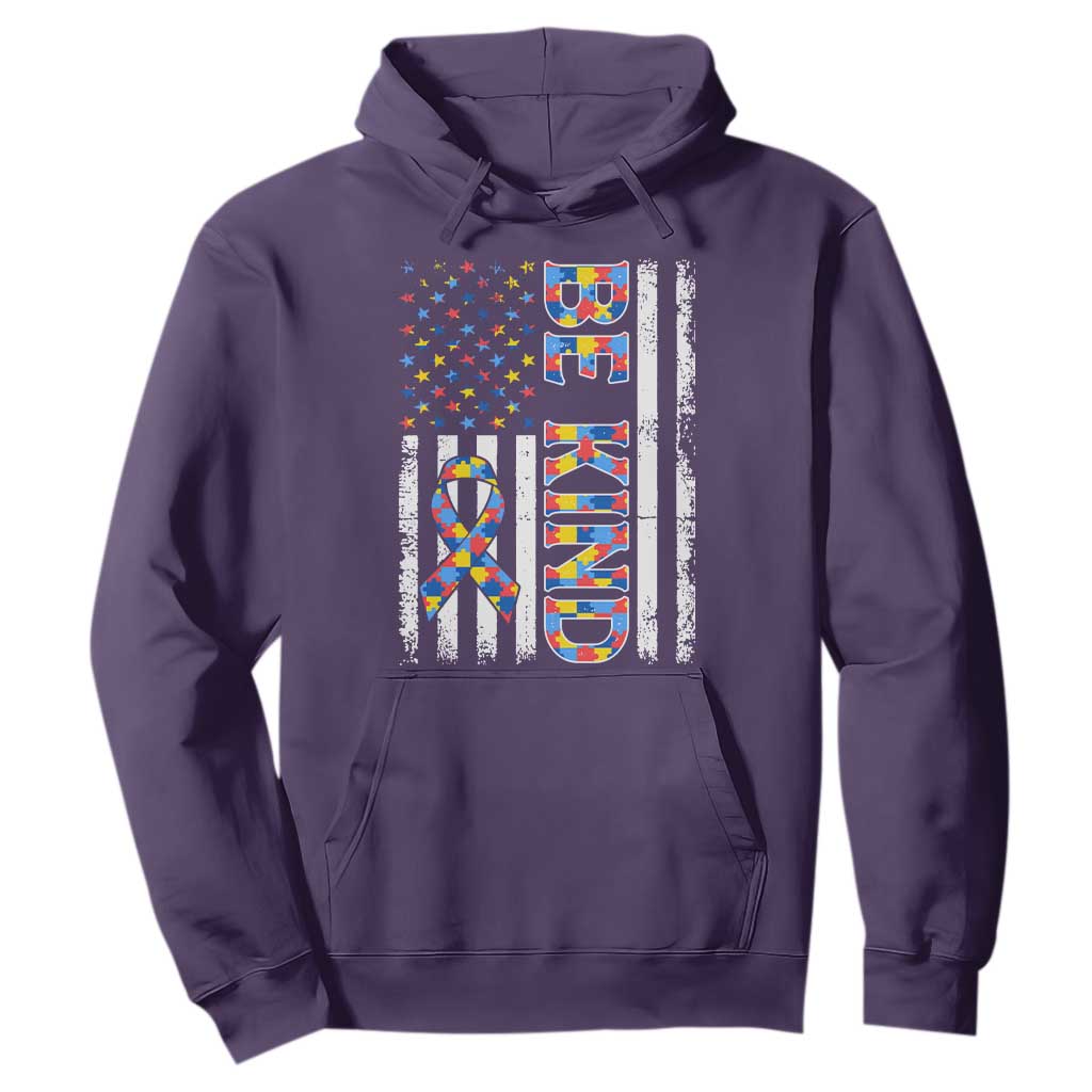 Be Kind Autism Hoodie USA flag Autistic Support