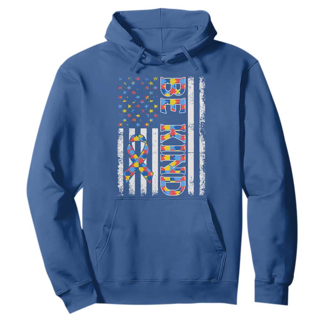 Be Kind Autism Hoodie USA flag Autistic Support