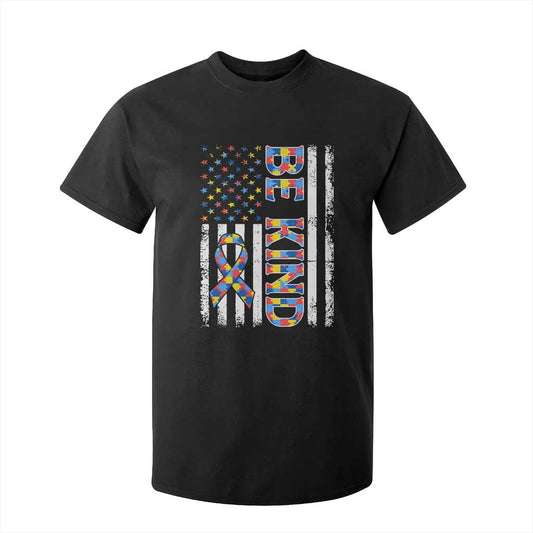 Be Kind Autism T Shirt For Kid USA flag Autistic Support