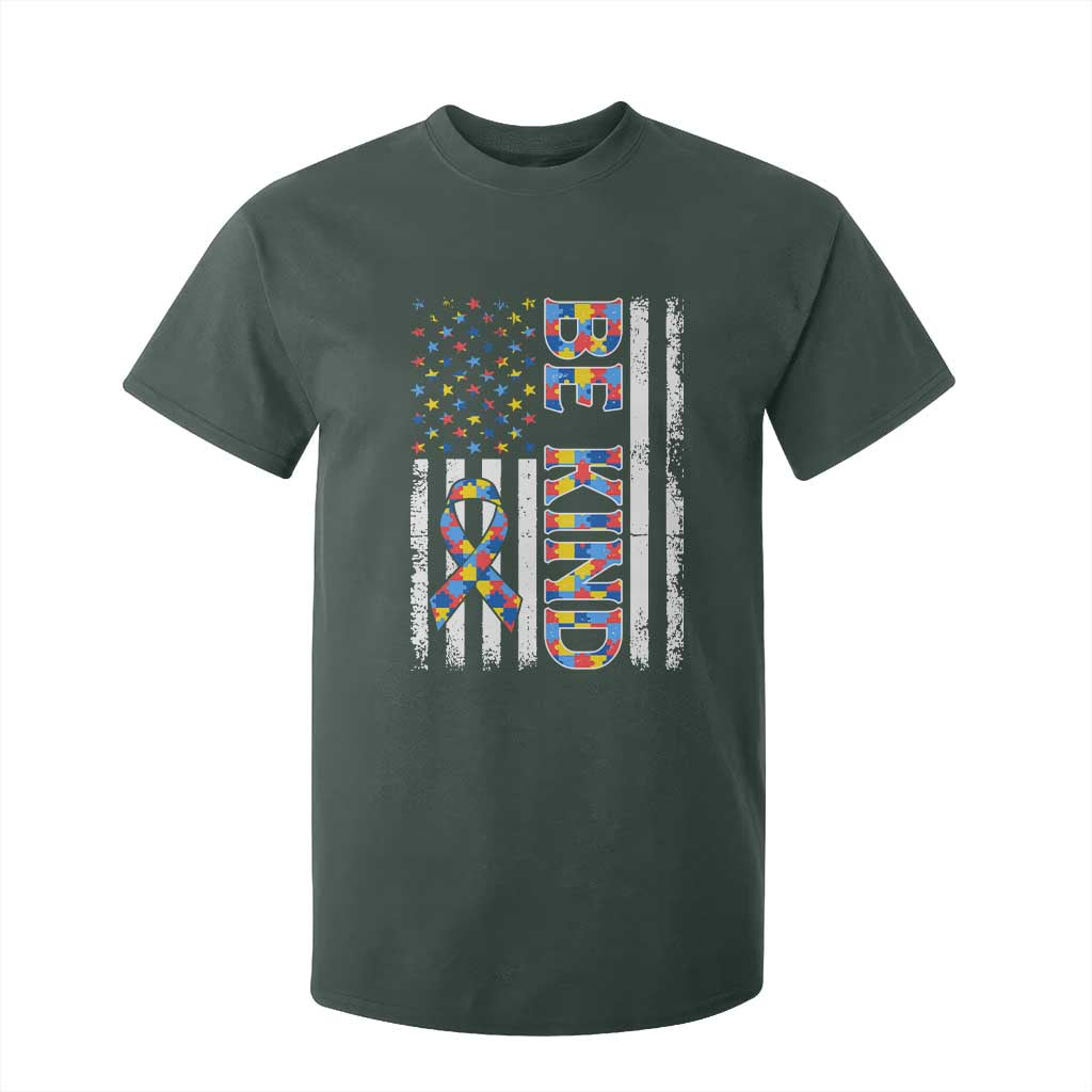 Be Kind Autism T Shirt For Kid USA flag Autistic Support