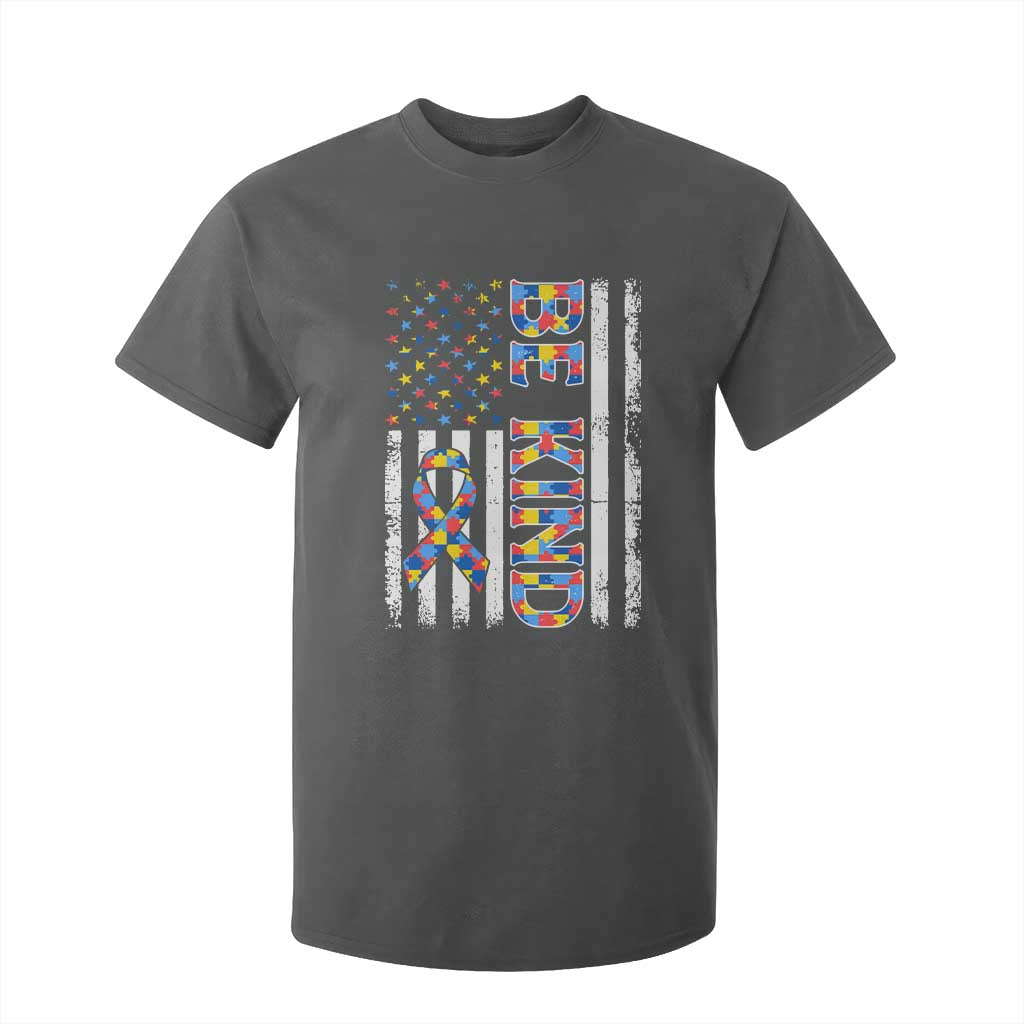 Be Kind Autism T Shirt For Kid USA flag Autistic Support