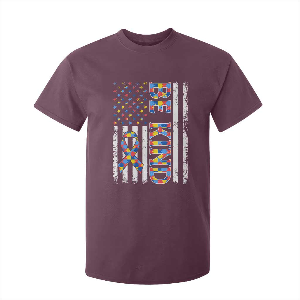 Be Kind Autism T Shirt For Kid USA flag Autistic Support