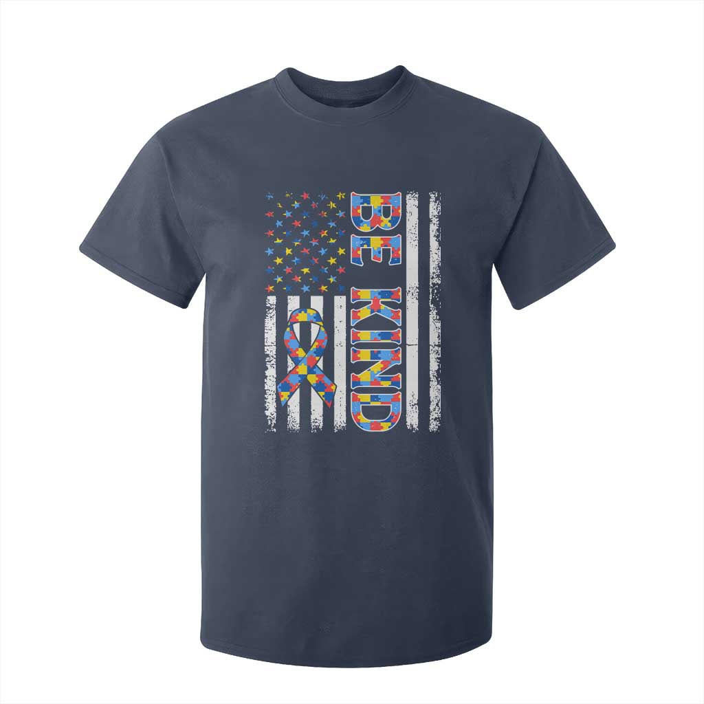 Be Kind Autism T Shirt For Kid USA flag Autistic Support