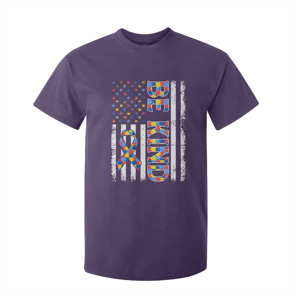 Be Kind Autism T Shirt For Kid USA flag Autistic Support