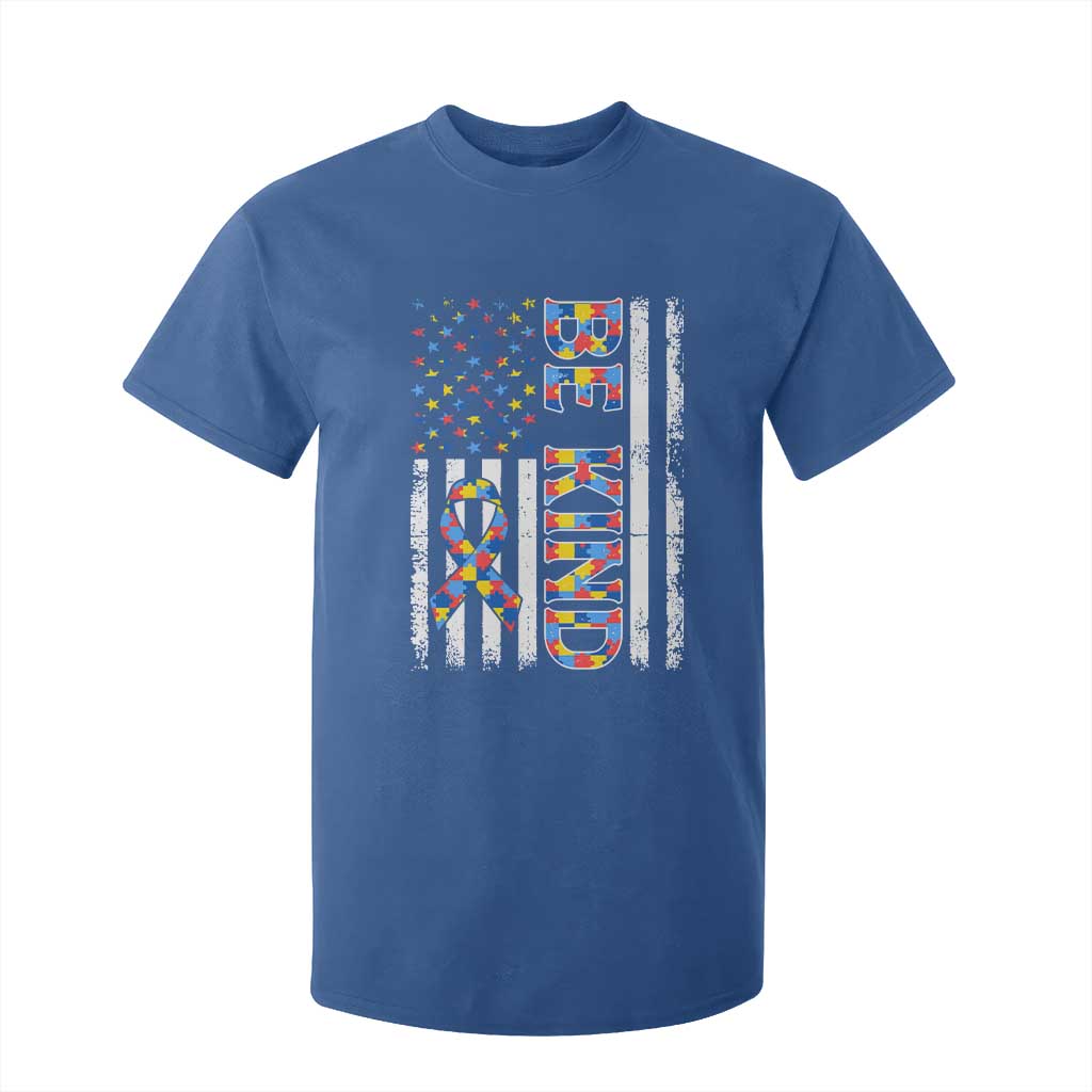 Be Kind Autism T Shirt For Kid USA flag Autistic Support