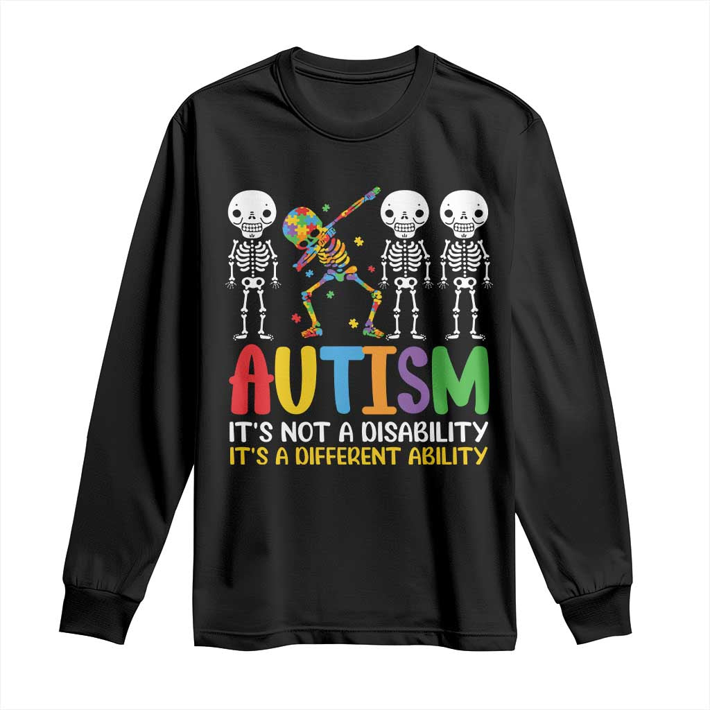 Autism Support Long Sleeve Shirt Skeleton Dabbing Autistic Kids