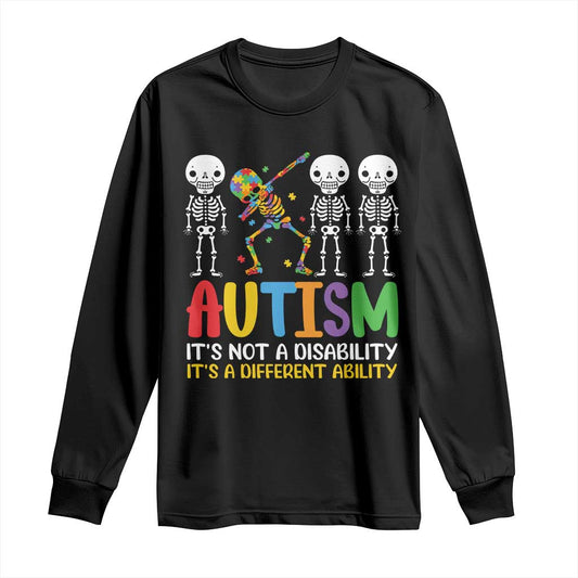 Autism Support Long Sleeve Shirt Skeleton Dabbing Autistic Kids