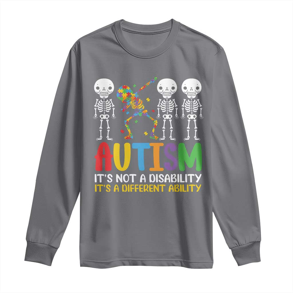 Autism Support Long Sleeve Shirt Skeleton Dabbing Autistic Kids
