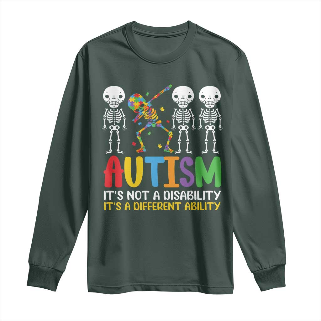 Autism Support Long Sleeve Shirt Skeleton Dabbing Autistic Kids