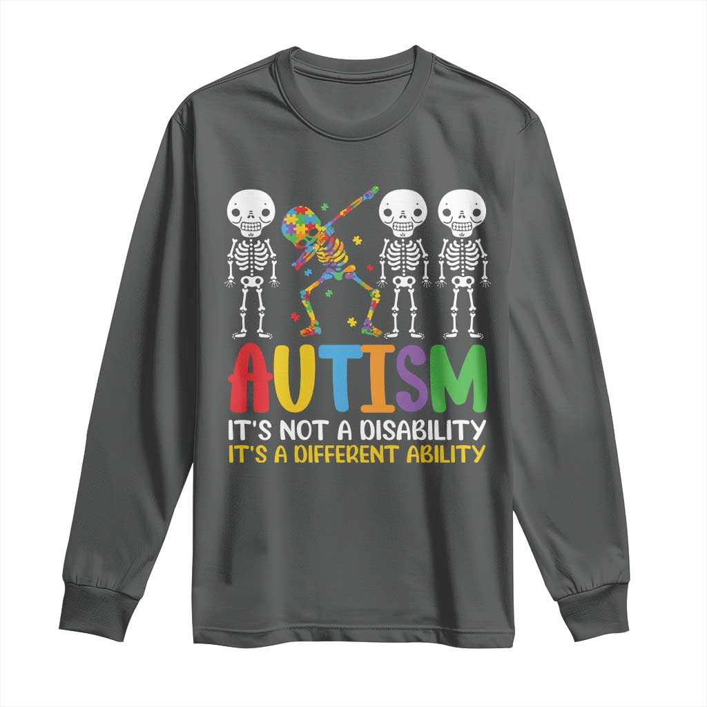 Autism Support Long Sleeve Shirt Skeleton Dabbing Autistic Kids