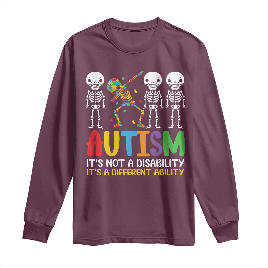 Autism Support Long Sleeve Shirt Skeleton Dabbing Autistic Kids