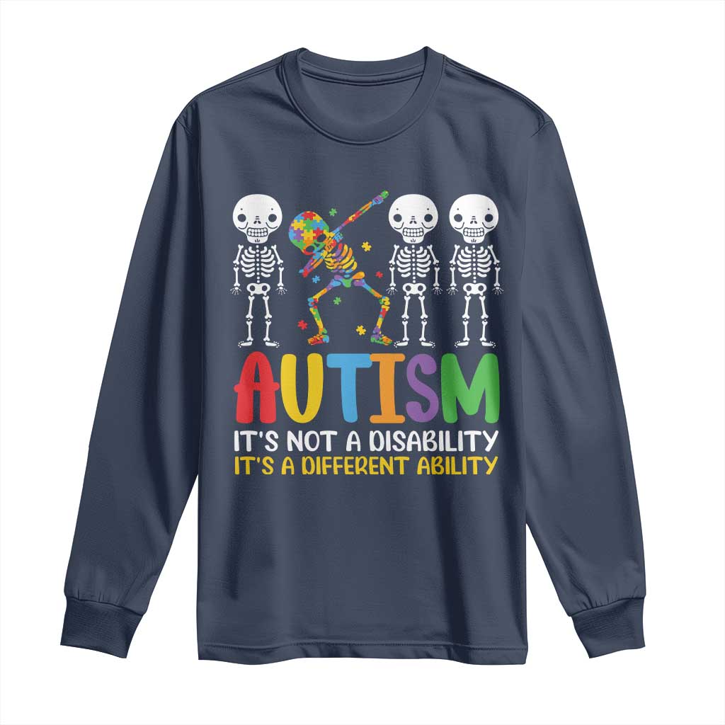 Autism Support Long Sleeve Shirt Skeleton Dabbing Autistic Kids