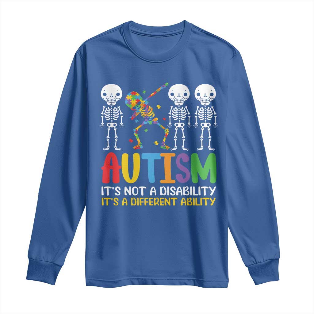 Autism Support Long Sleeve Shirt Skeleton Dabbing Autistic Kids