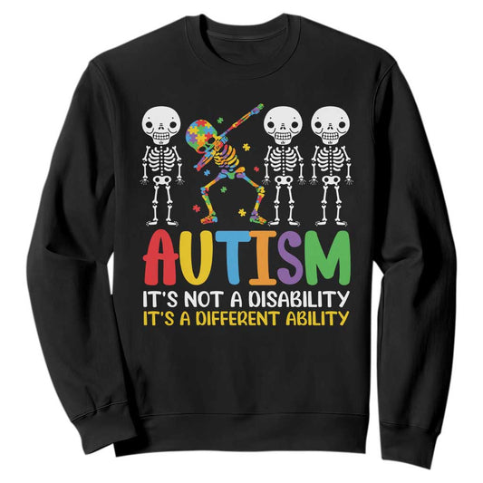 Autism Support Sweatshirt Skeleton Dabbing Autistic Kids