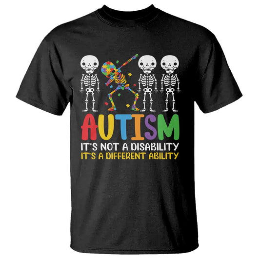 Autism Support T Shirt Skeleton Dabbing Autistic Kids