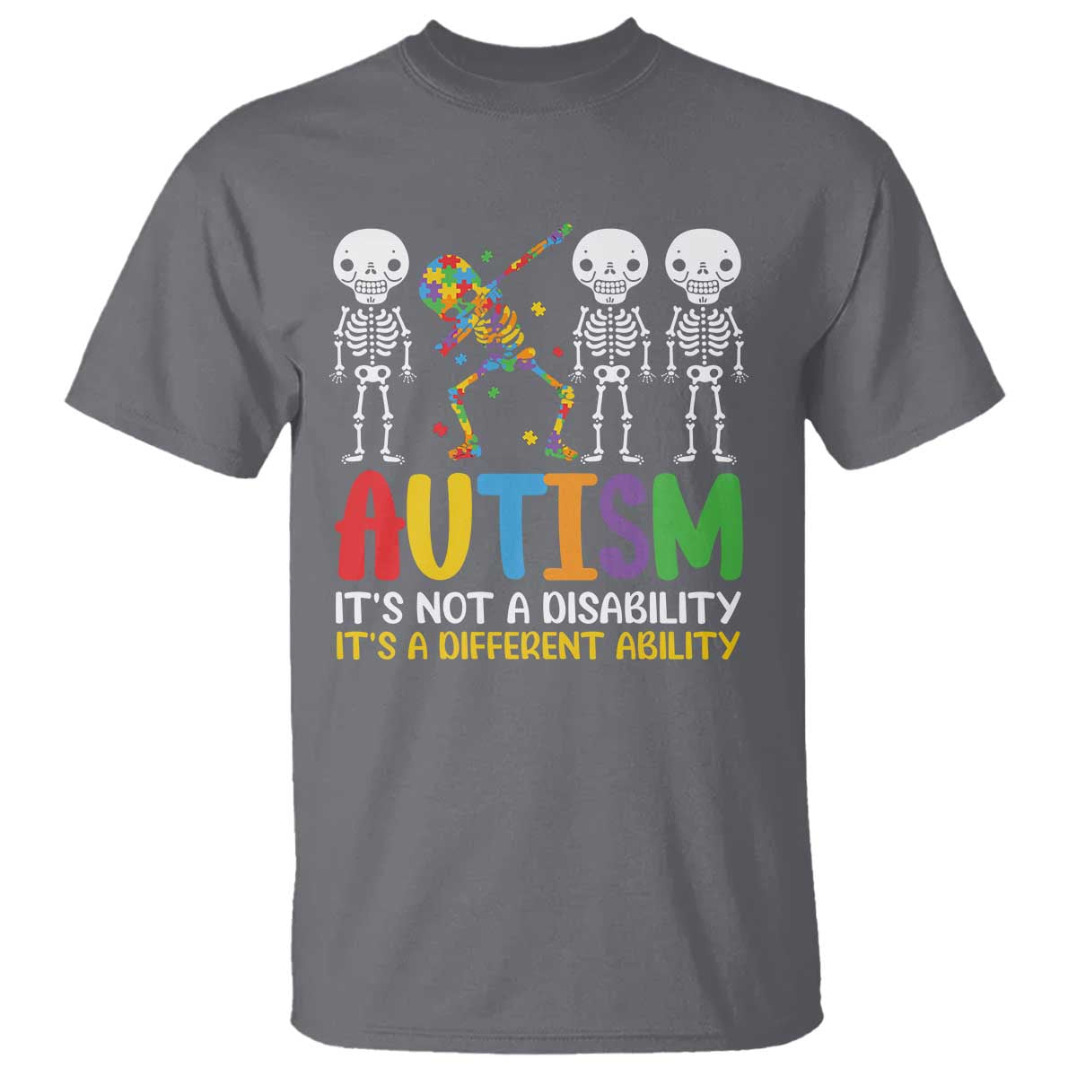 Autism Support T Shirt Skeleton Dabbing Autistic Kids