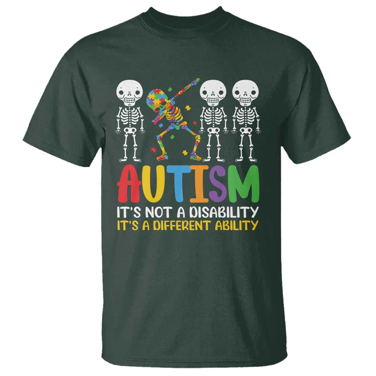 Autism Support T Shirt Skeleton Dabbing Autistic Kids