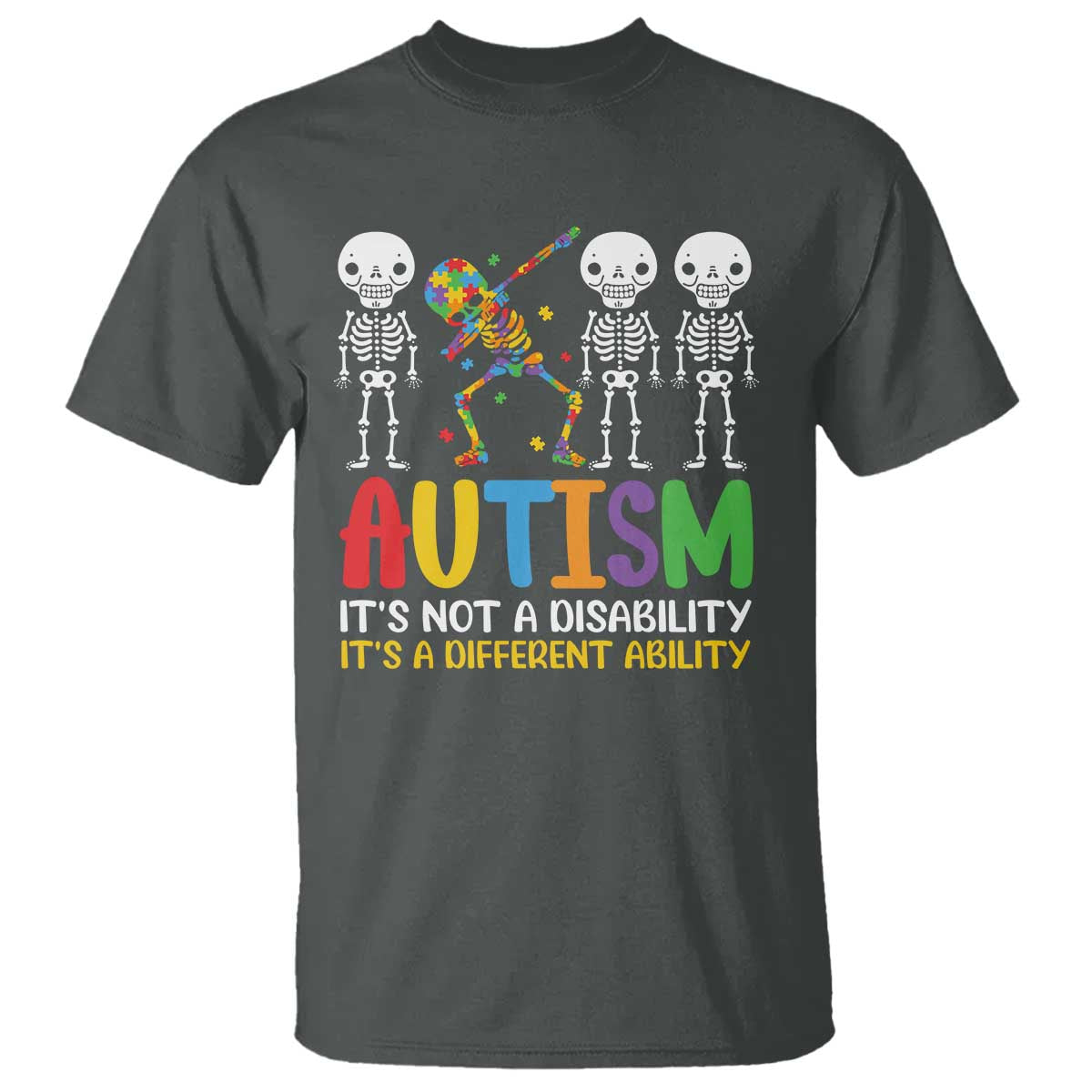 Autism Support T Shirt Skeleton Dabbing Autistic Kids