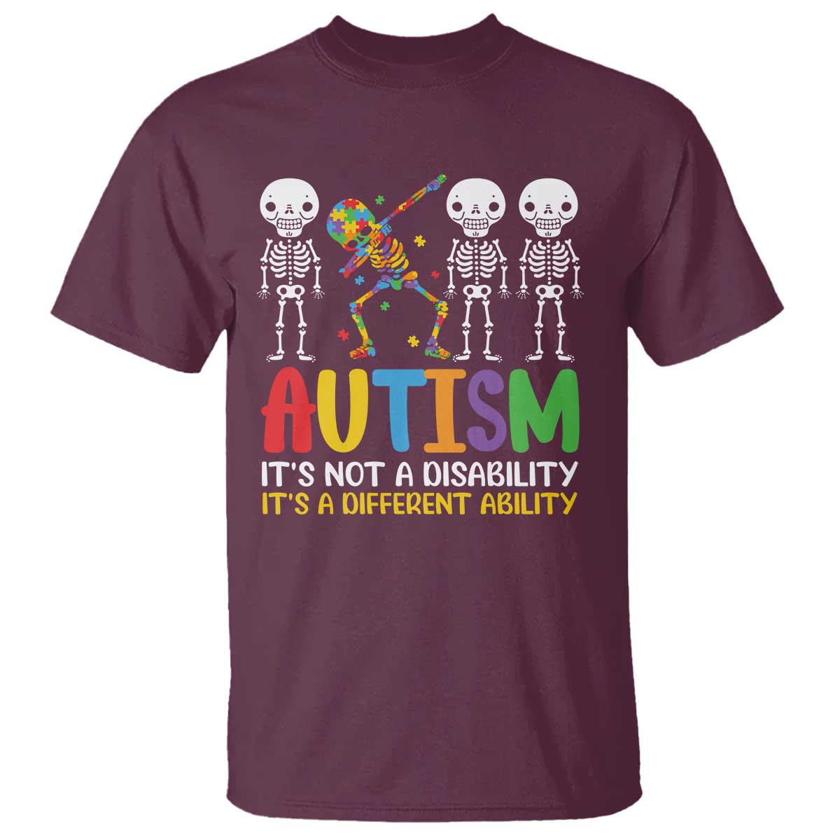 Autism Support T Shirt Skeleton Dabbing Autistic Kids