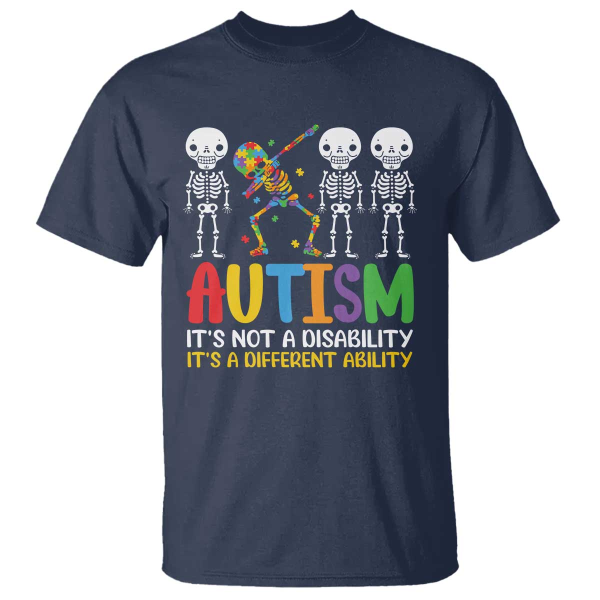 Autism Support T Shirt Skeleton Dabbing Autistic Kids