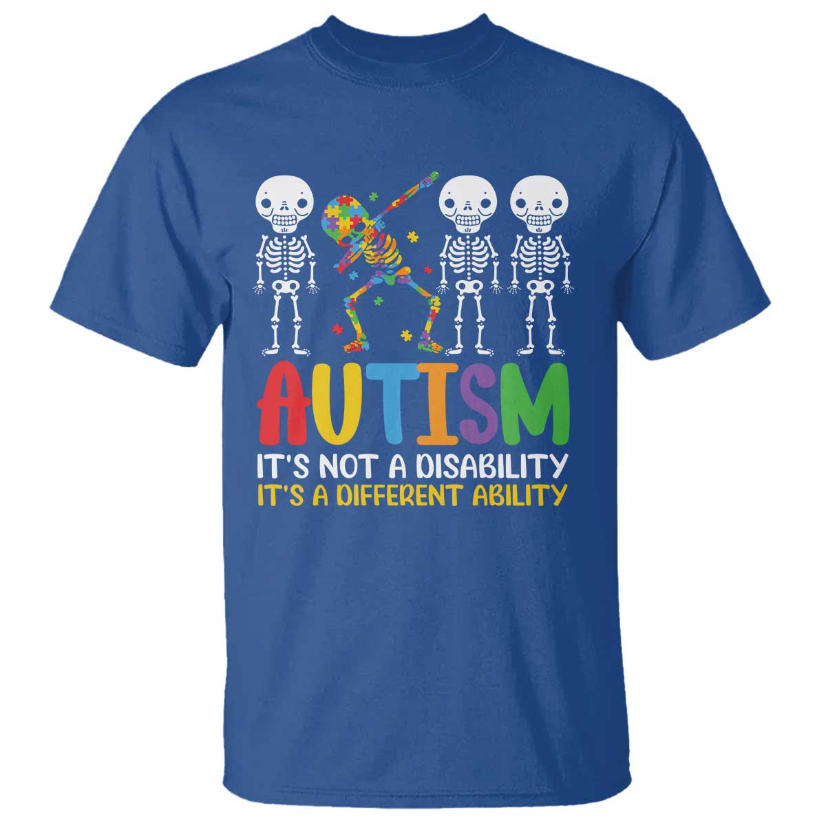 Autism Support T Shirt Skeleton Dabbing Autistic Kids