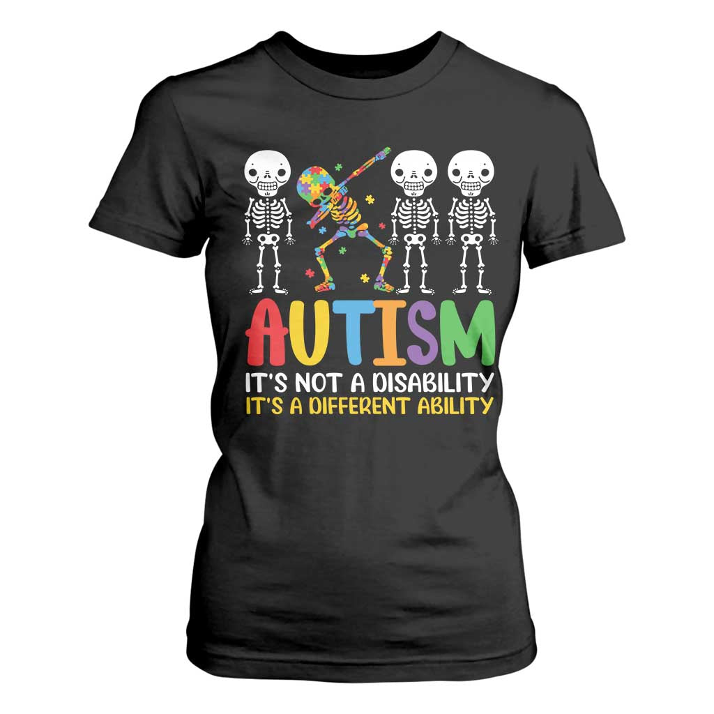 Autism Support T Shirt For Women Skeleton Dabbing Autistic Kids